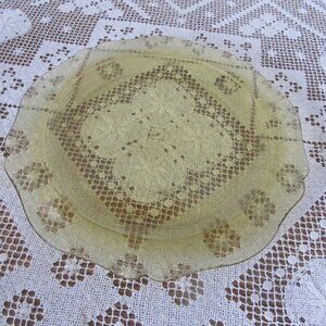 Amber Depression Glass Patrician Spoke Pattern Charger Plate yellow Depression